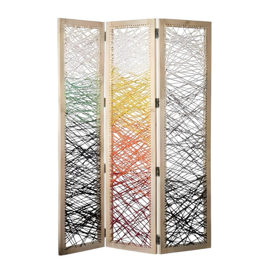 72" Natural Solid Wood Folding Three Panel Screen Room Divider HomeRoots