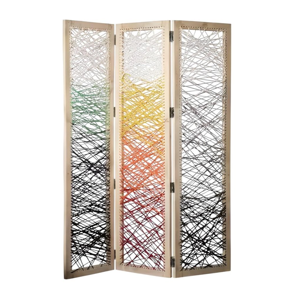 72" Natural Solid Wood Folding Three Panel Screen Room Divider HomeRoots
