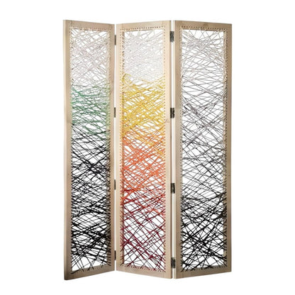 72" Natural Solid Wood Folding Three Panel Screen Room Divider HomeRoots
