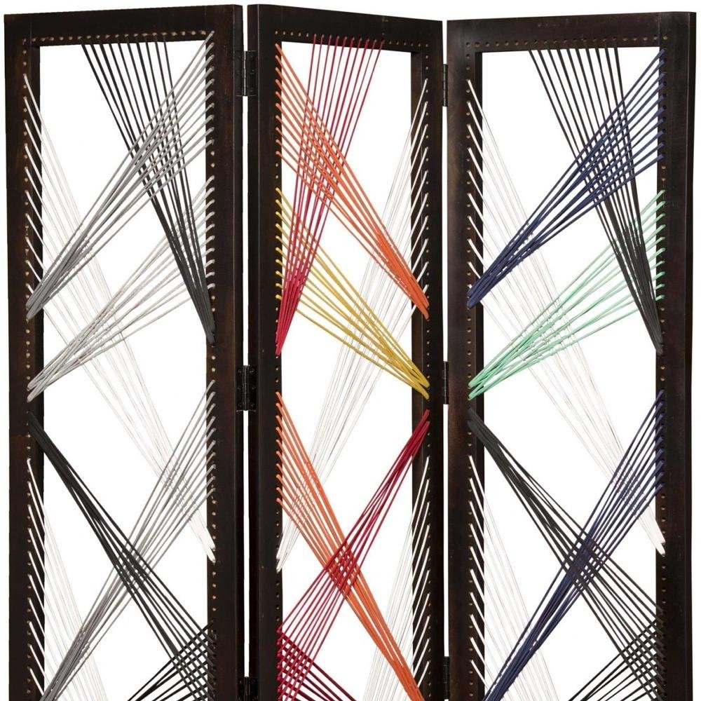 72" Black Fabric Folding Three Panel Screen Room Divider HomeRoots