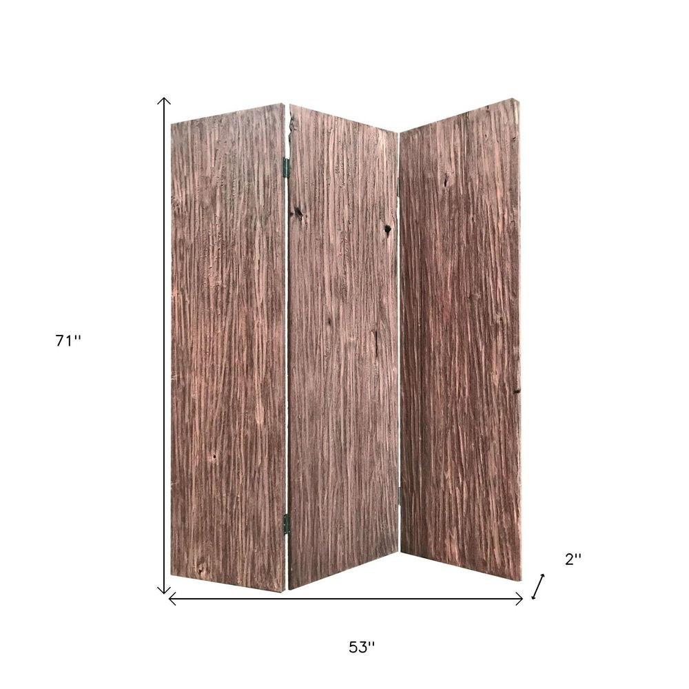 71" Brown Folding Three Panel Screen Room Divider HomeRoots