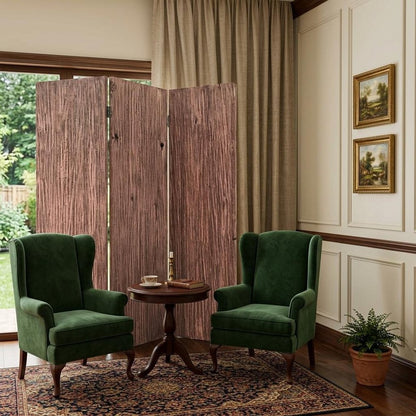 71" Brown Folding Three Panel Screen Room Divider HomeRoots