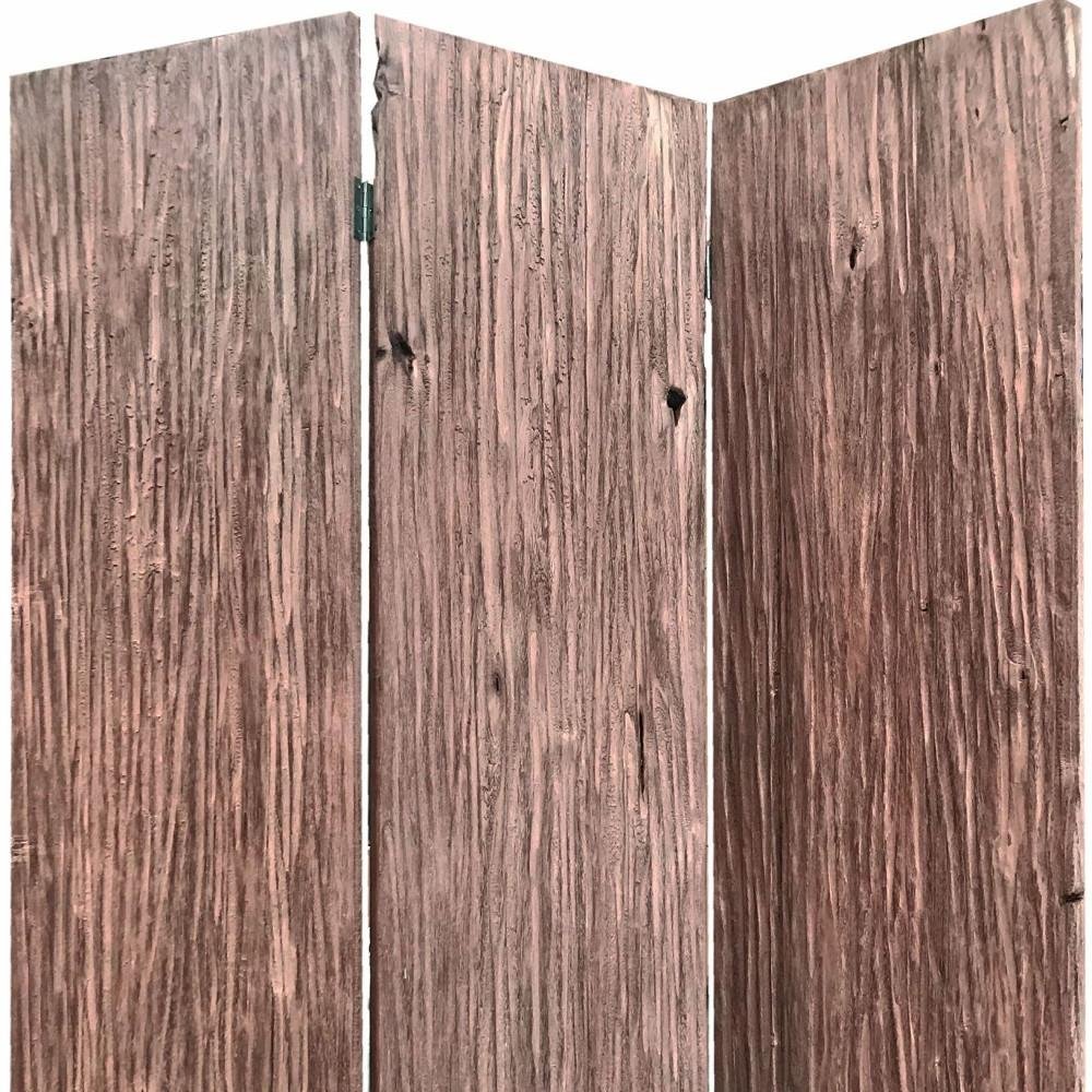 71" Brown Folding Three Panel Screen Room Divider HomeRoots