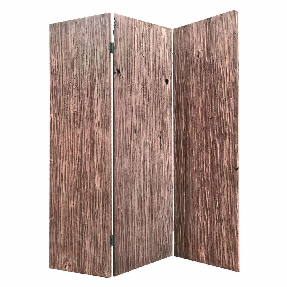 71" Brown Folding Three Panel Screen Room Divider HomeRoots