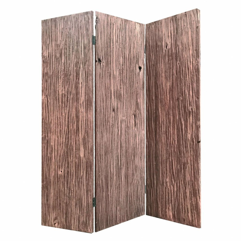 71" Brown Folding Three Panel Screen Room Divider HomeRoots