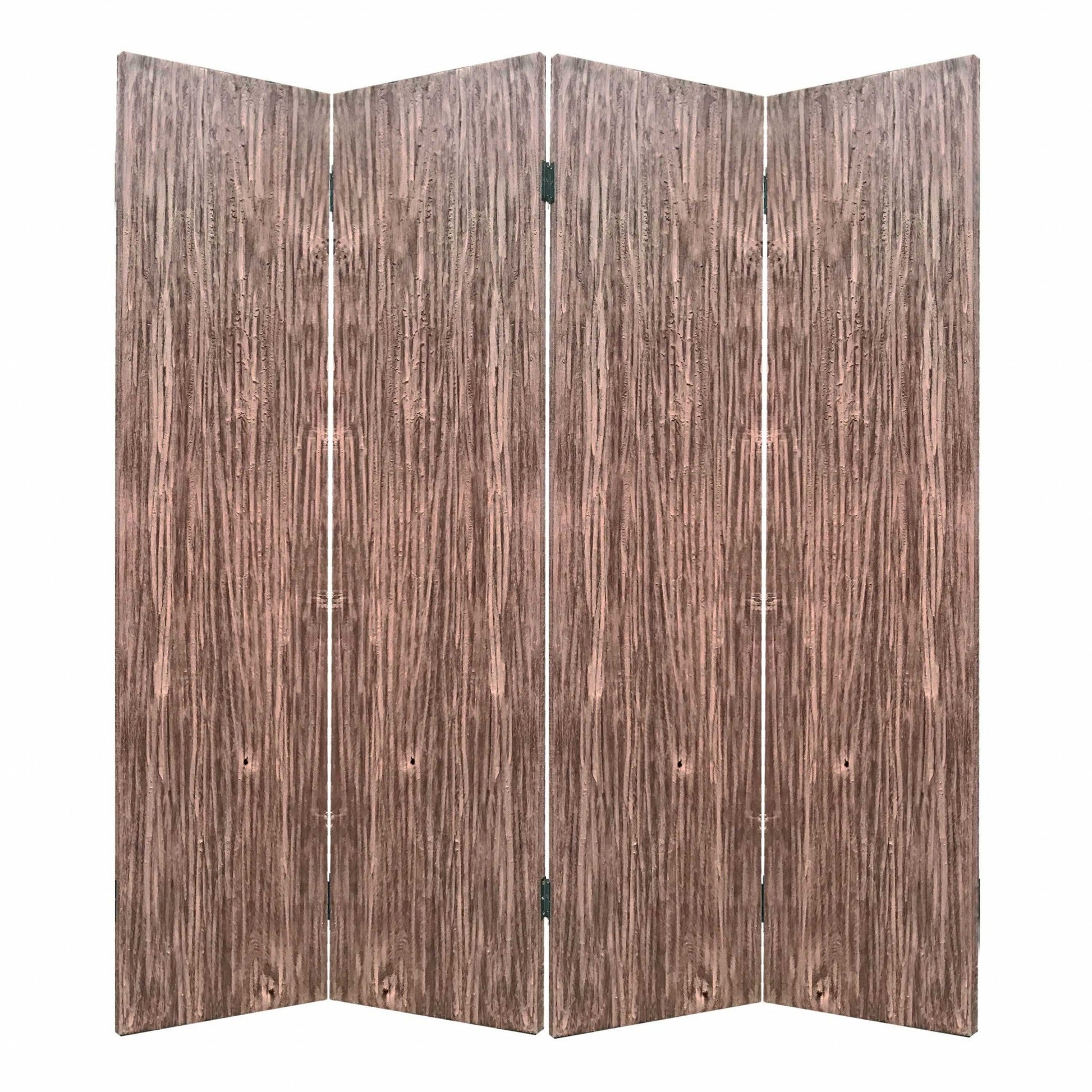 84" Brown Folding Four Panel Screen Room Divider HomeRoots