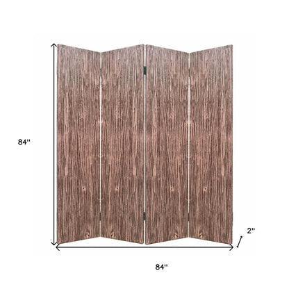 84" Brown Folding Four Panel Screen Room Divider HomeRoots