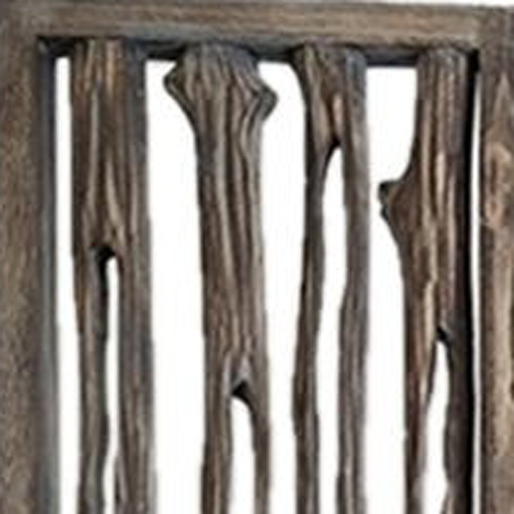 84" Brown Wood Folding Four Panel Screen Room Divider HomeRoots