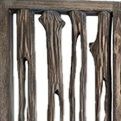 84" Brown Wood Folding Four Panel Screen Room Divider HomeRoots