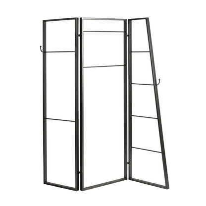 72" Gray Iron Folding Three Panel Screen Room Divider HomeRoots