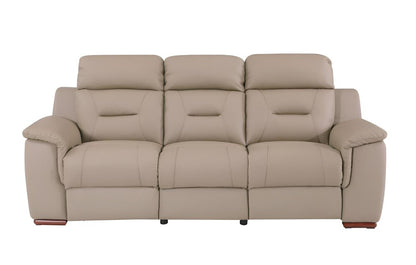 90" Beige Faux Leather Sofa With Brown Legs HomeRoots