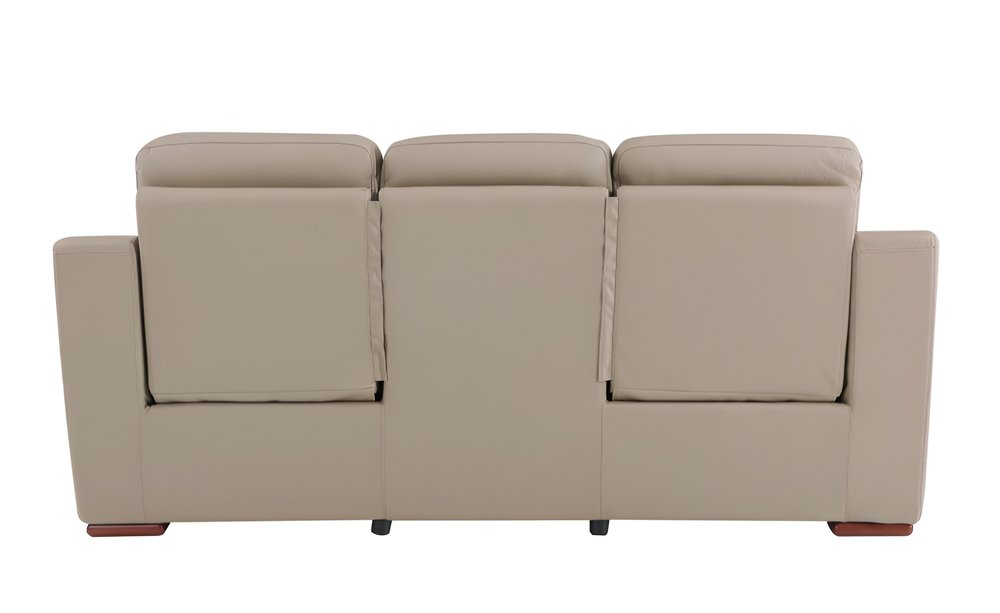 90" Beige Faux Leather Sofa With Brown Legs HomeRoots