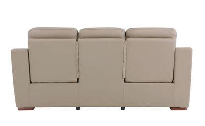 90" Beige Faux Leather Sofa With Brown Legs HomeRoots