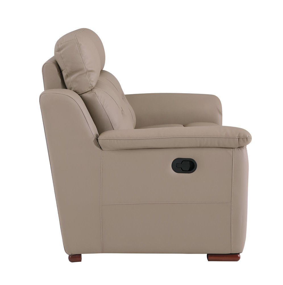 90" Beige Faux Leather Sofa With Brown Legs HomeRoots