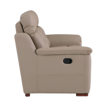 90" Beige Faux Leather Sofa With Brown Legs HomeRoots