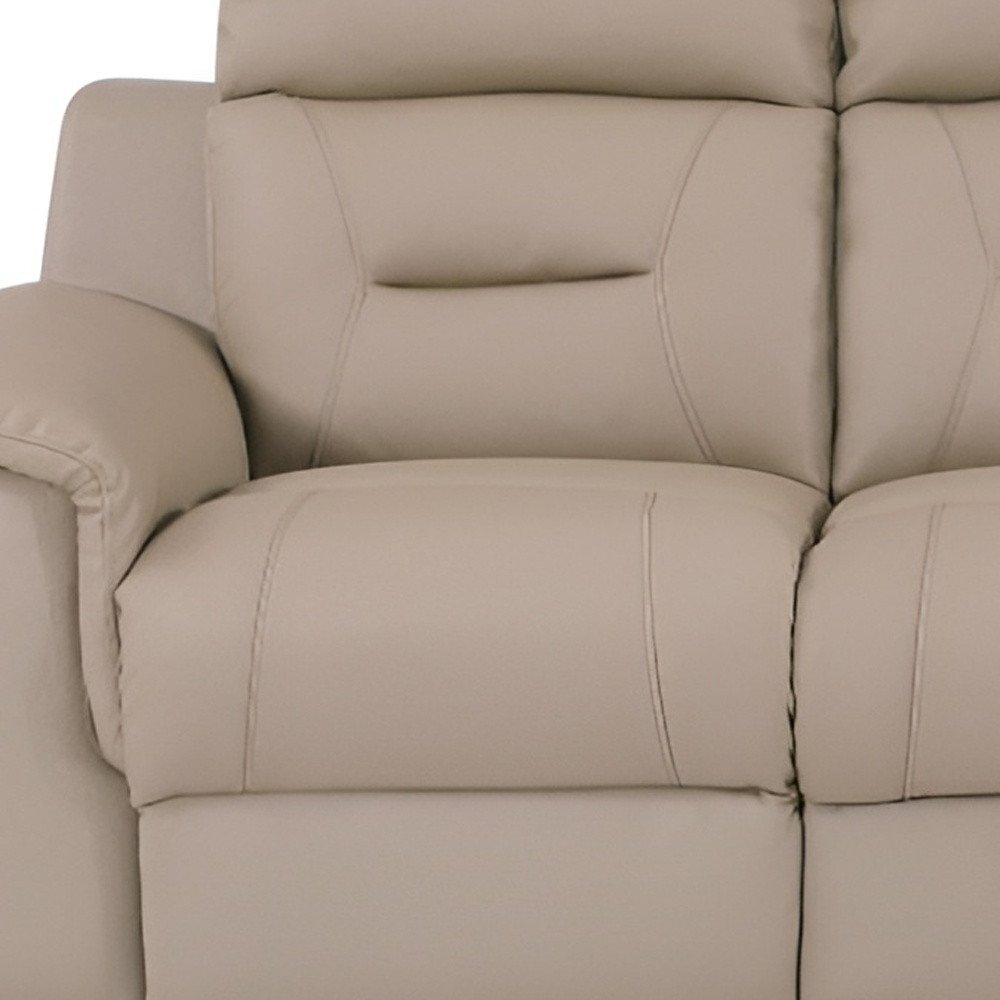 90" Beige Faux Leather Sofa With Brown Legs HomeRoots