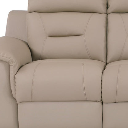 90" Beige Faux Leather Sofa With Brown Legs HomeRoots