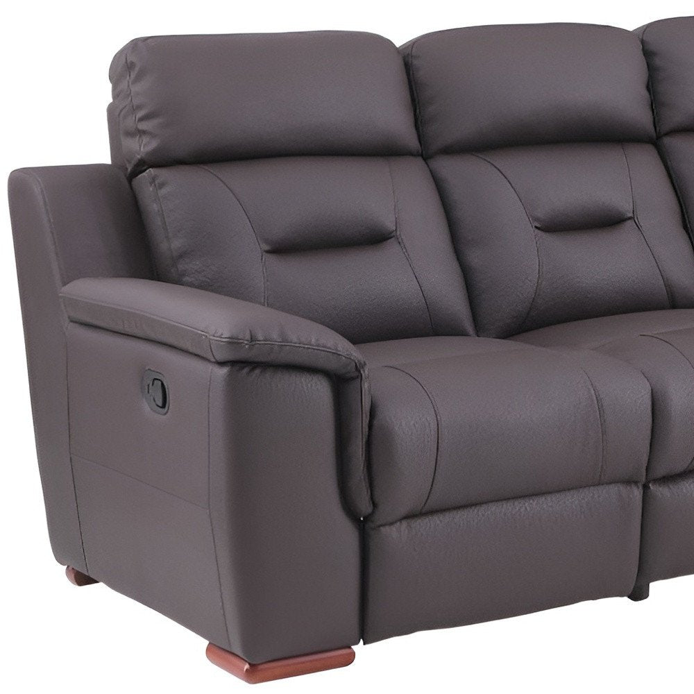 90" Brown Faux Leather Sofa HomeRoots
