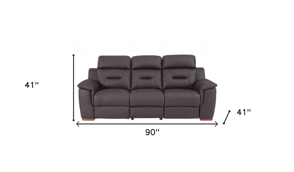 90" Brown Faux Leather Sofa HomeRoots