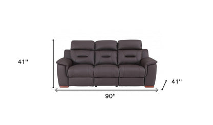 90" Brown Faux Leather Sofa HomeRoots