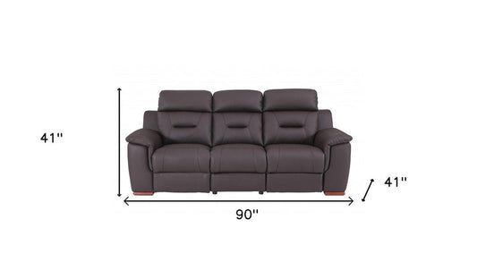 90" Brown Faux Leather Sofa HomeRoots