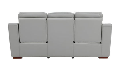 90" Gray Faux Leather Reclining Sofa With Brown Legs HomeRoots