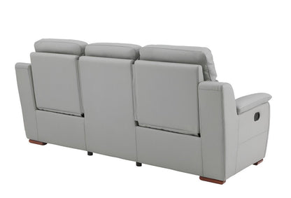 90" Gray Faux Leather Reclining Sofa With Brown Legs HomeRoots