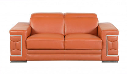 Two Piece Indoor Camel Italian Leather Five Person Seating Set HomeRoots