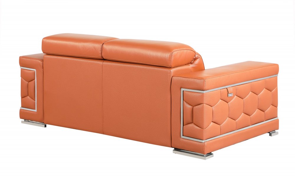 Two Piece Indoor Camel Italian Leather Five Person Seating Set HomeRoots