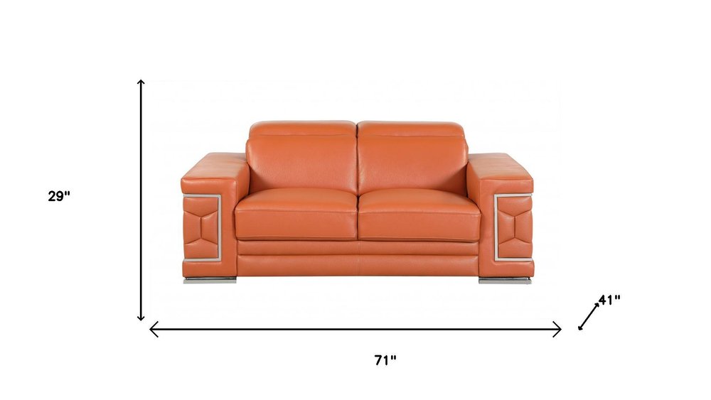 Two Piece Indoor Camel Italian Leather Five Person Seating Set HomeRoots