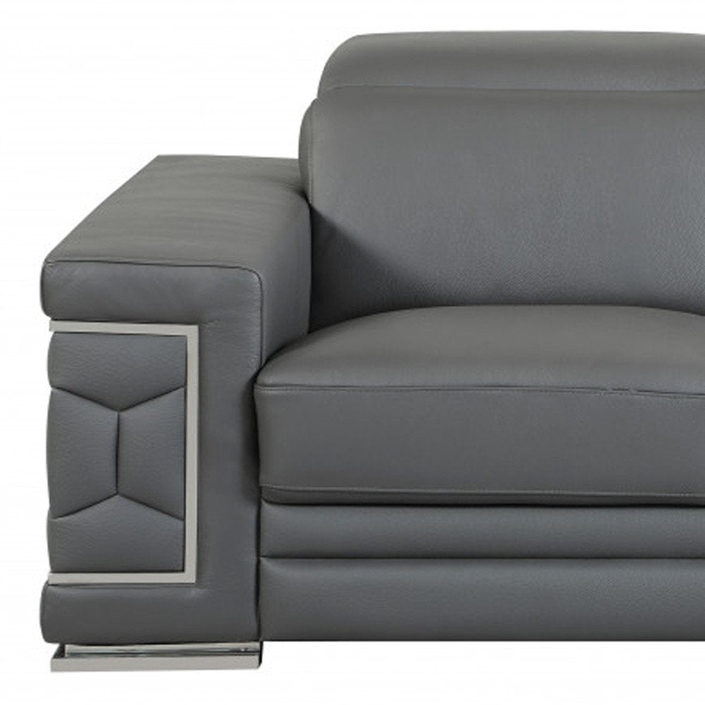 Two Piece Indoor Dark Gray Italian Leather Five Person Seating Set HomeRoots