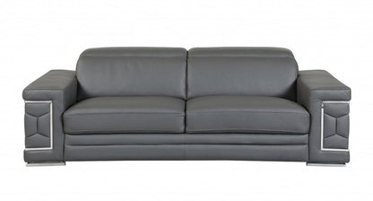 Two Piece Indoor Dark Gray Italian Leather Five Person Seating Set HomeRoots