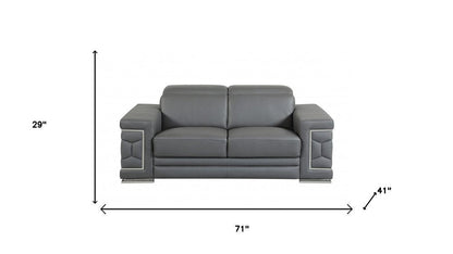 Two Piece Indoor Dark Gray Italian Leather Five Person Seating Set HomeRoots