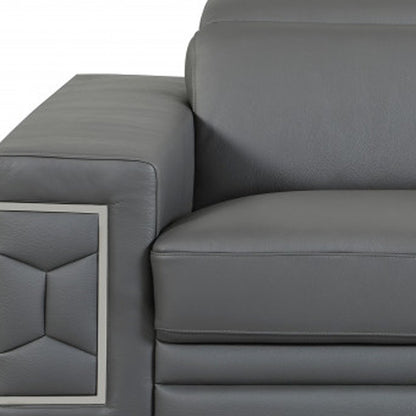 Two Piece Indoor Dark Gray Italian Leather Five Person Seating Set HomeRoots