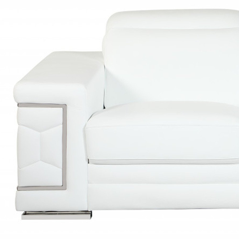 Two Piece Indoor White Italian Leather Five Person Seating Set HomeRoots