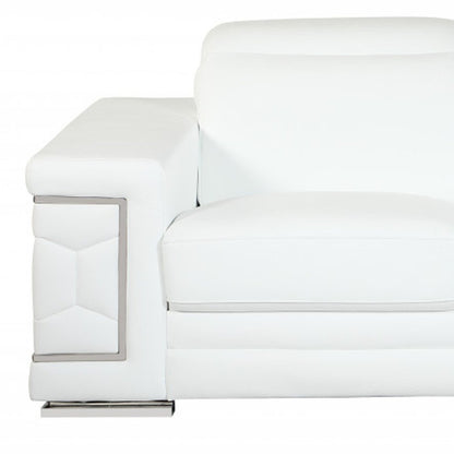 Two Piece Indoor White Italian Leather Five Person Seating Set HomeRoots
