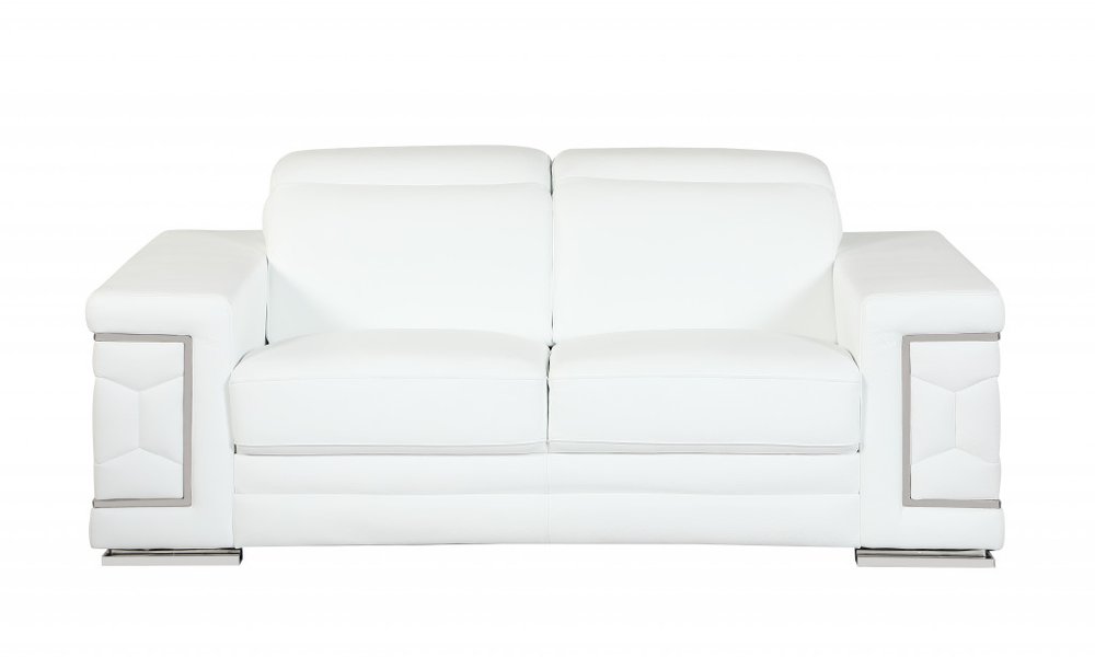 Two Piece Indoor White Italian Leather Five Person Seating Set HomeRoots