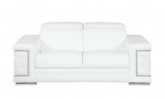 Two Piece Indoor White Italian Leather Five Person Seating Set HomeRoots