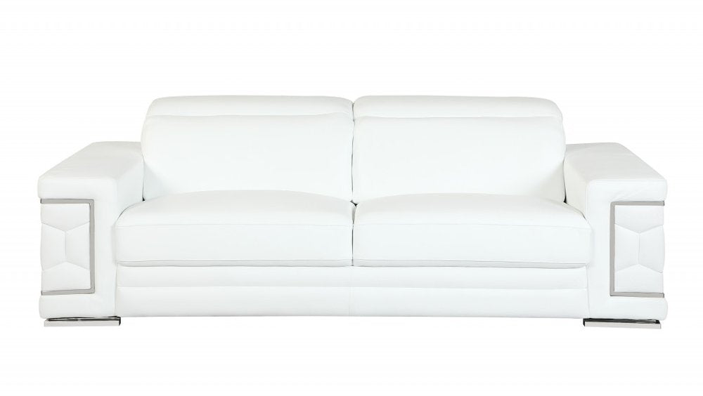 Two Piece Indoor White Italian Leather Five Person Seating Set HomeRoots