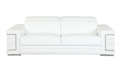 Two Piece Indoor White Italian Leather Five Person Seating Set HomeRoots