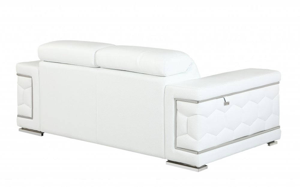Two Piece Indoor White Italian Leather Five Person Seating Set HomeRoots