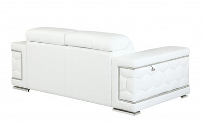 Two Piece Indoor White Italian Leather Five Person Seating Set HomeRoots