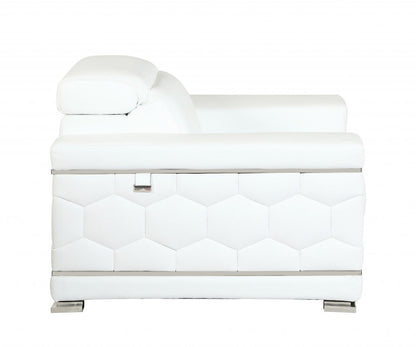 Two Piece Indoor White Italian Leather Five Person Seating Set HomeRoots