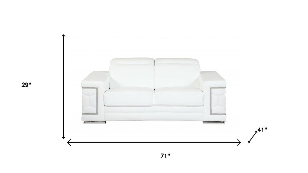 Two Piece Indoor White Italian Leather Five Person Seating Set HomeRoots