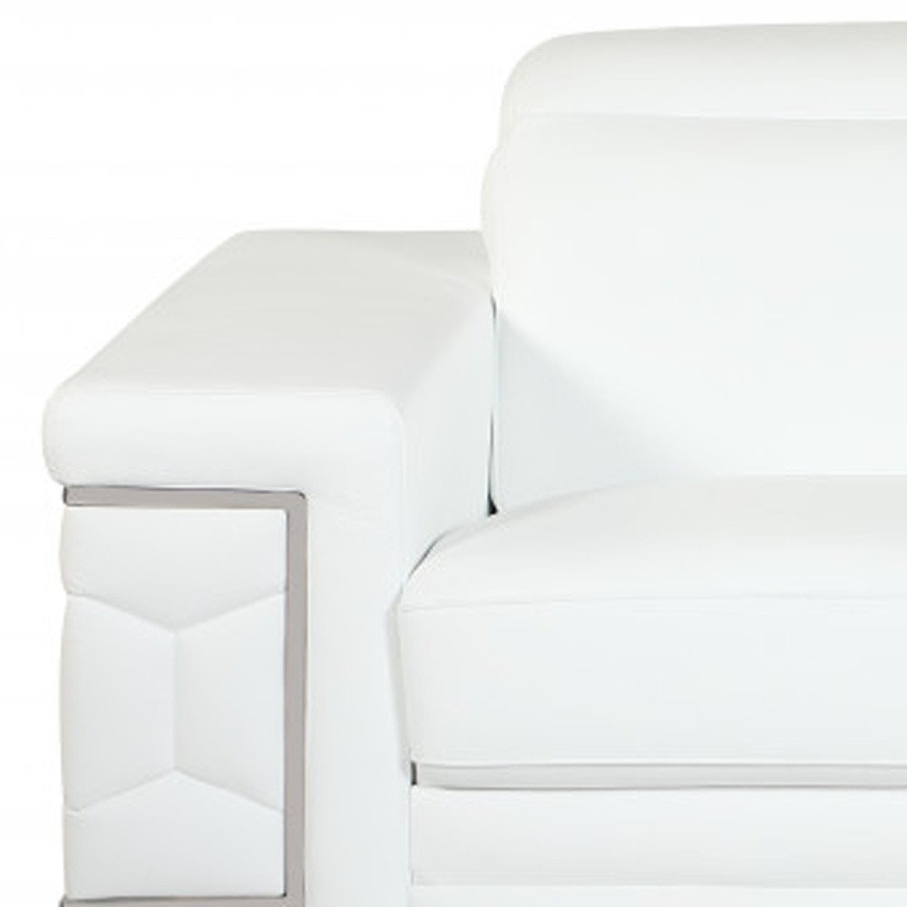 Two Piece Indoor White Italian Leather Five Person Seating Set HomeRoots