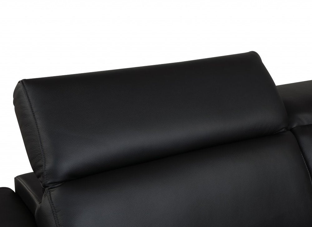 Two Piece Indoor Black Italian Leather Five Person Seating Set HomeRoots