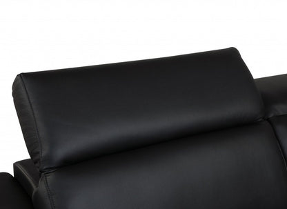 Two Piece Indoor Black Italian Leather Five Person Seating Set HomeRoots