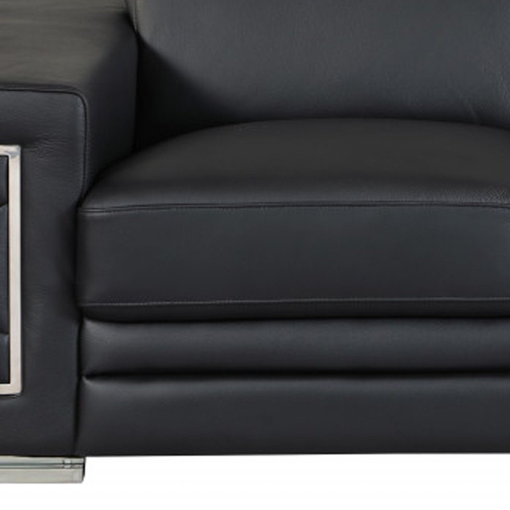 Two Piece Indoor Black Italian Leather Five Person Seating Set HomeRoots