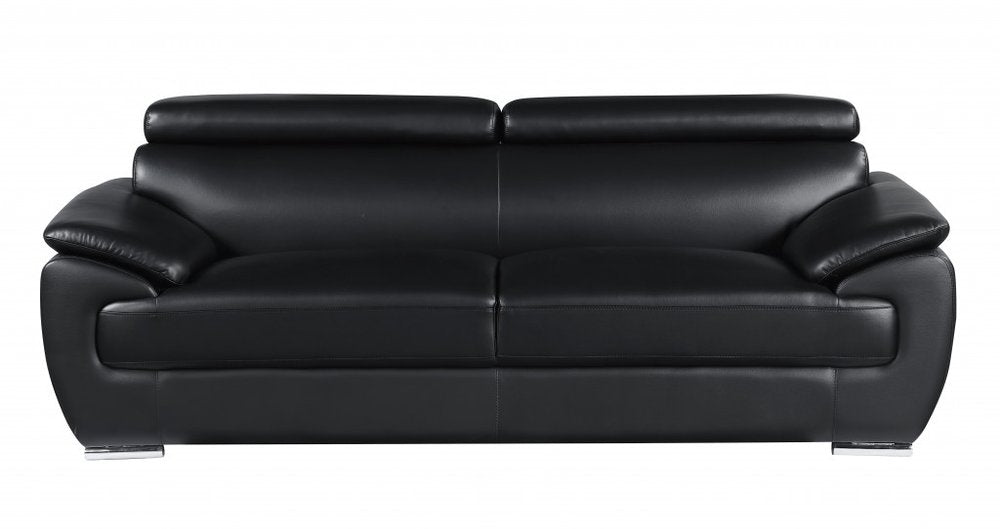 Two Piece Indoor Black Genuine Leather Five Person Seating Set HomeRoots