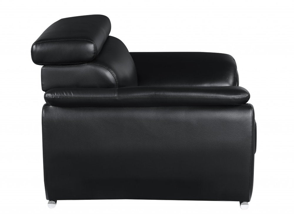 Two Piece Indoor Black Genuine Leather Five Person Seating Set HomeRoots